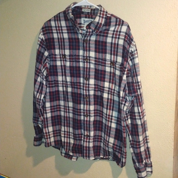 Duluth Trading Company Thick Flannel Untucked Relaxed Fit Plaid 100% Cotton M - Picture 1 of 5